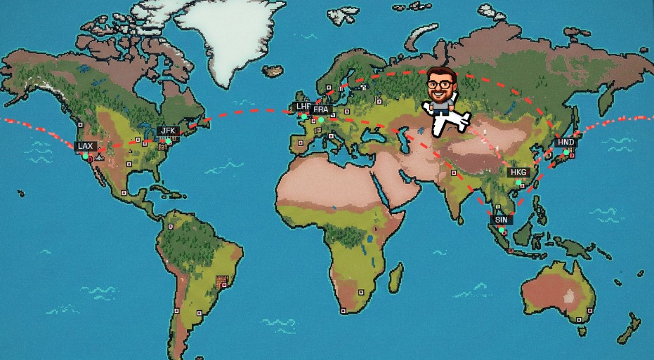 Flight routes on retro map